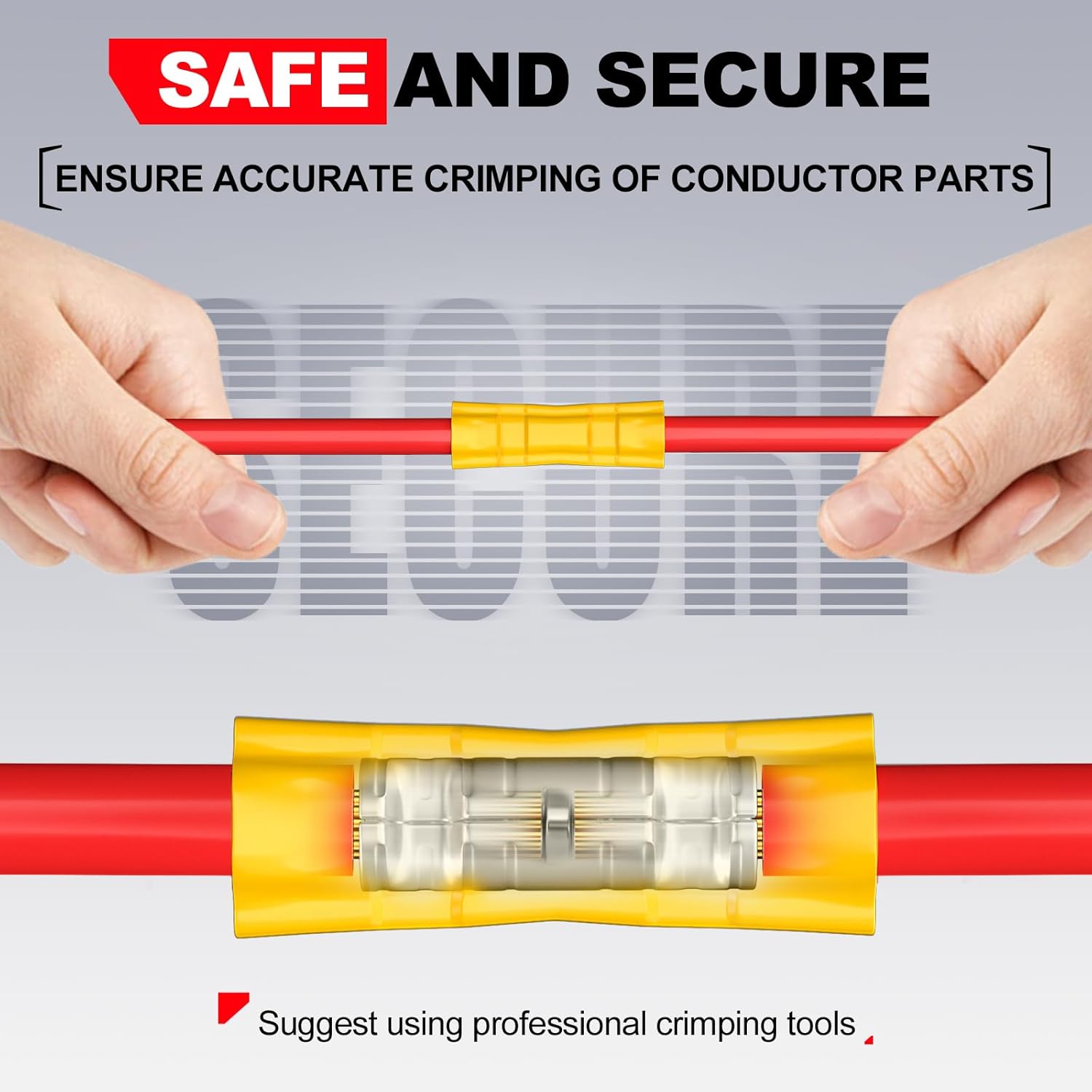 UL Listed 200 Pcs Wire Butt Splice Connectors Kit, 22-10 AWG Electrical Crimp Terminal Connector Kits, Fully