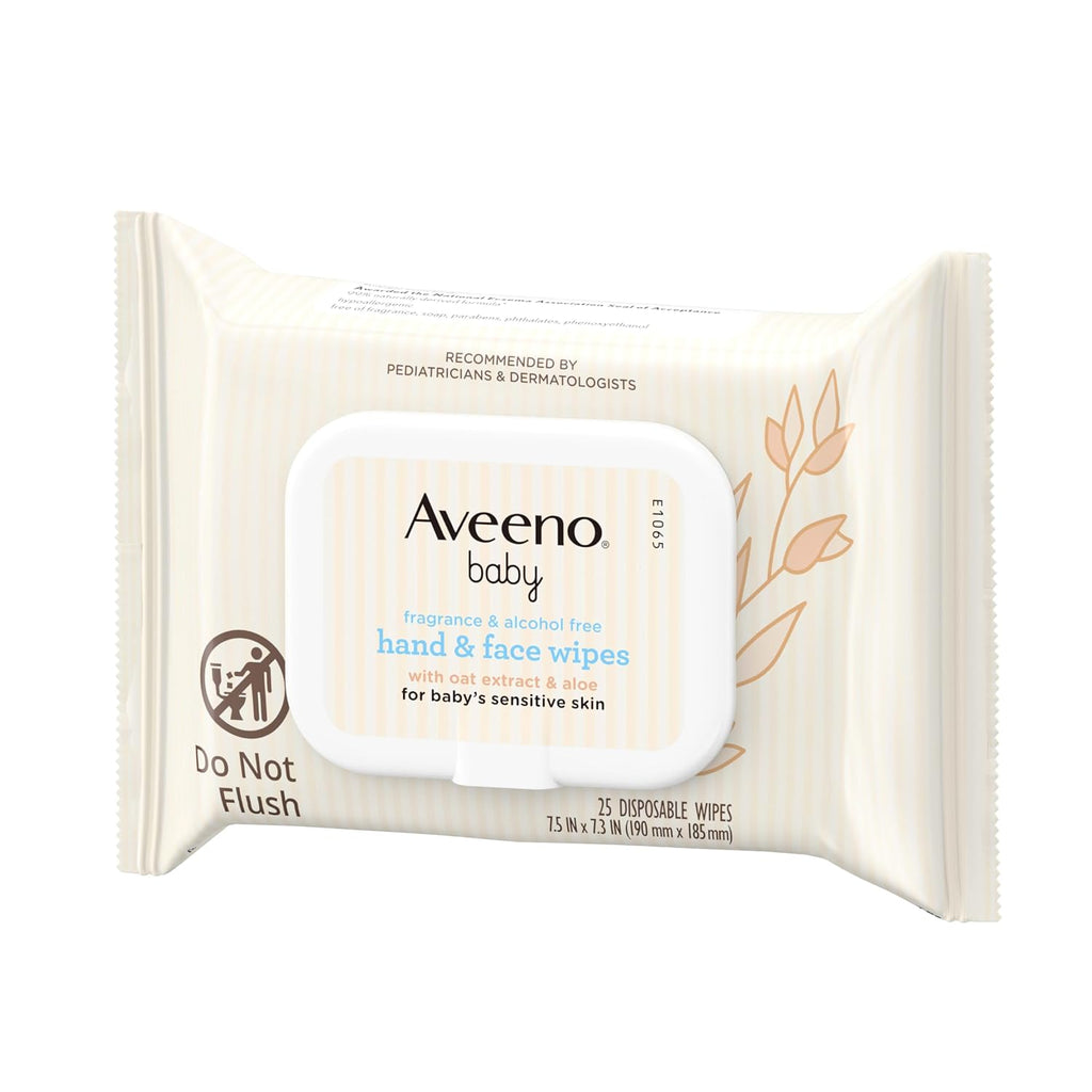 Fragrance-Free Hand & Face Wipes with Oat Extract & Aloe, Cleansing & Moisturizing Baby Wipes for Sensitive Skin