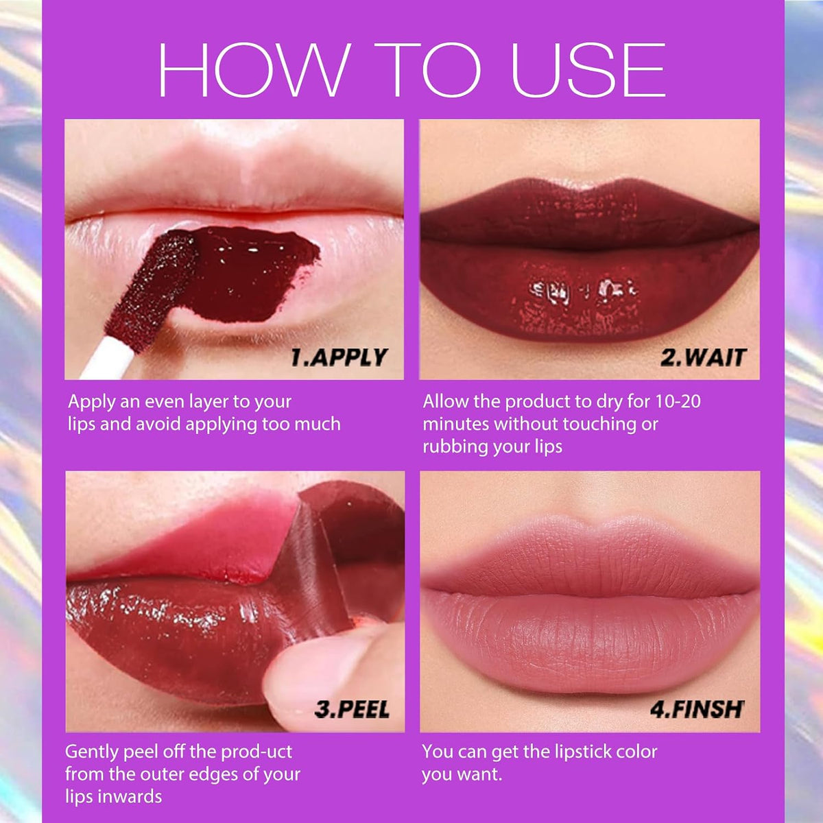 6Pcs Peel Off Lip Liner Set,Lip Stain Peel Off,Long-Lasting Waterproof & Smudge-Proof Matte Lip Liners With Ergonomic