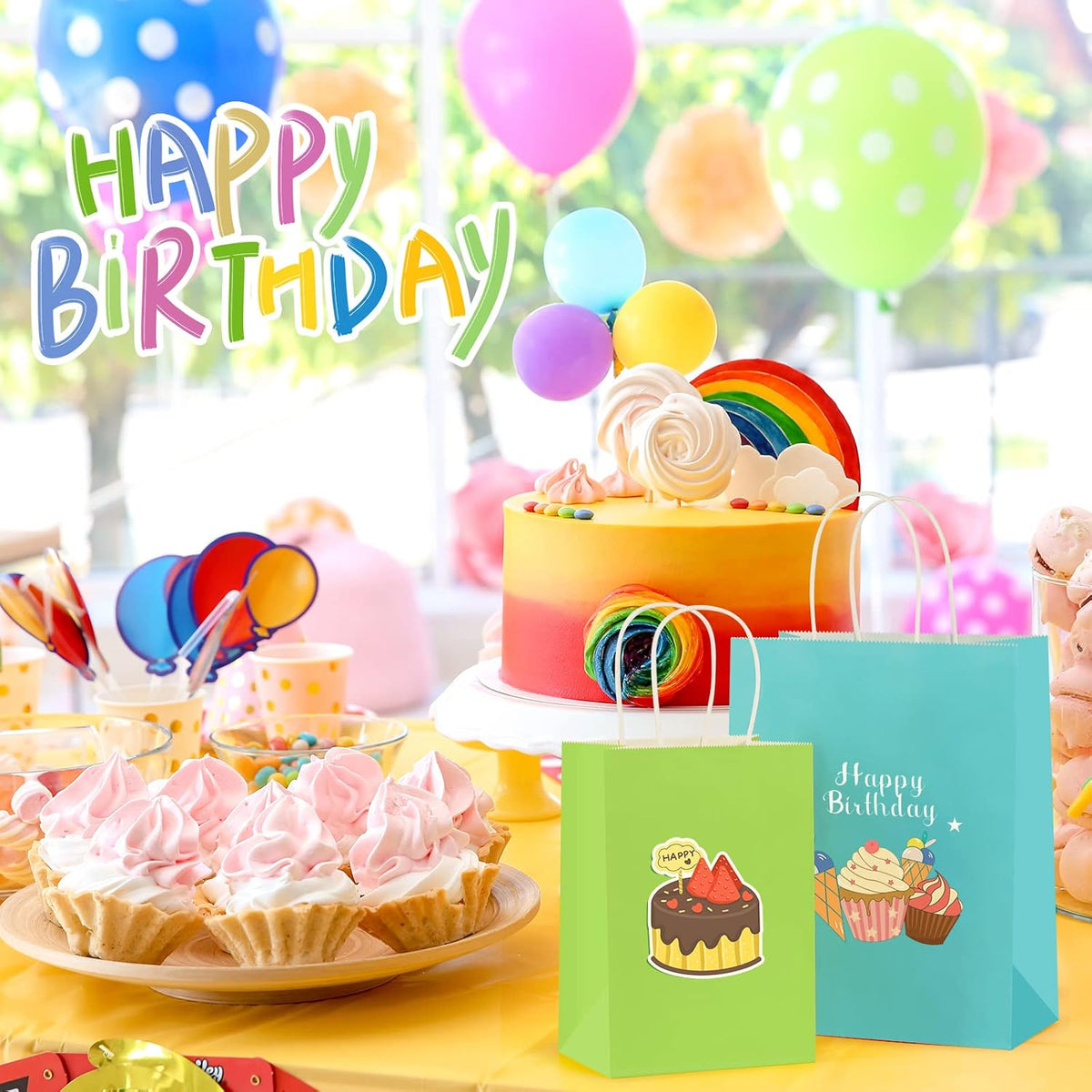Gift Bags with Handles 5.25x3x8 Inch Assorted Colors 24 Pack