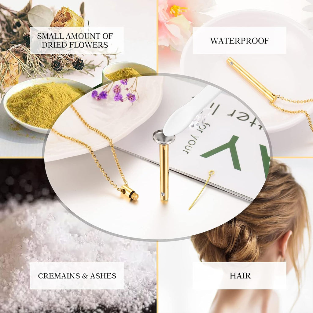 Urn Necklace for Ashes Stainless Steel Cremation Necklace with Crystal Memorial Pendant Necklace