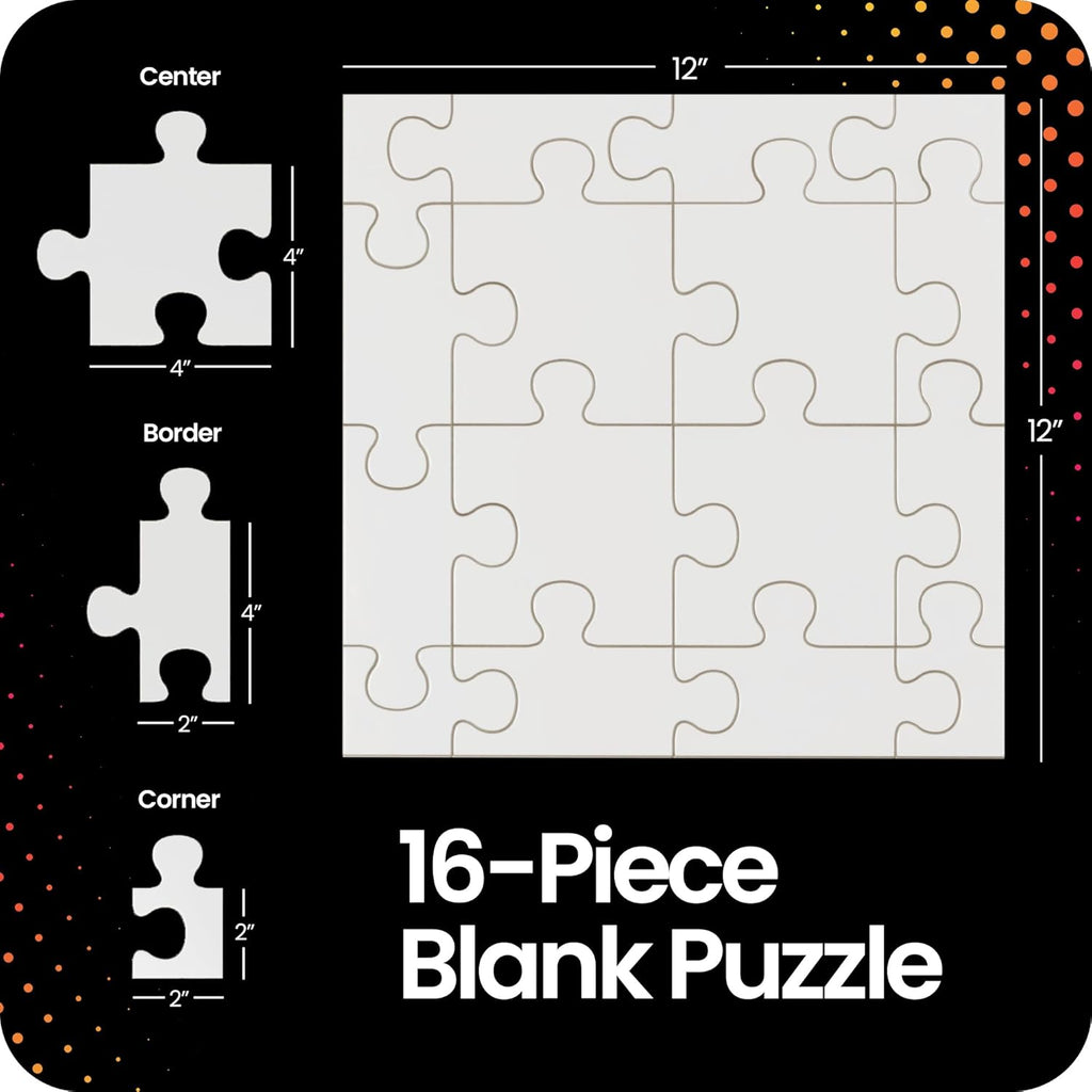 Junior Community Puzzle – Award-Winning Design – 16 Piece Blank Puzzle to Write and Draw On – Universal Interlocking