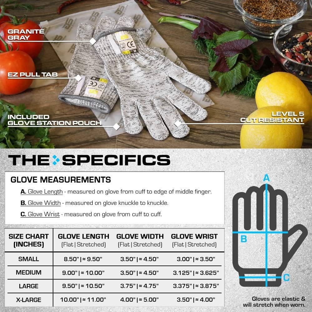Cut Resistant Gloves, Level 5 HPPE, Steel/Silver, XL