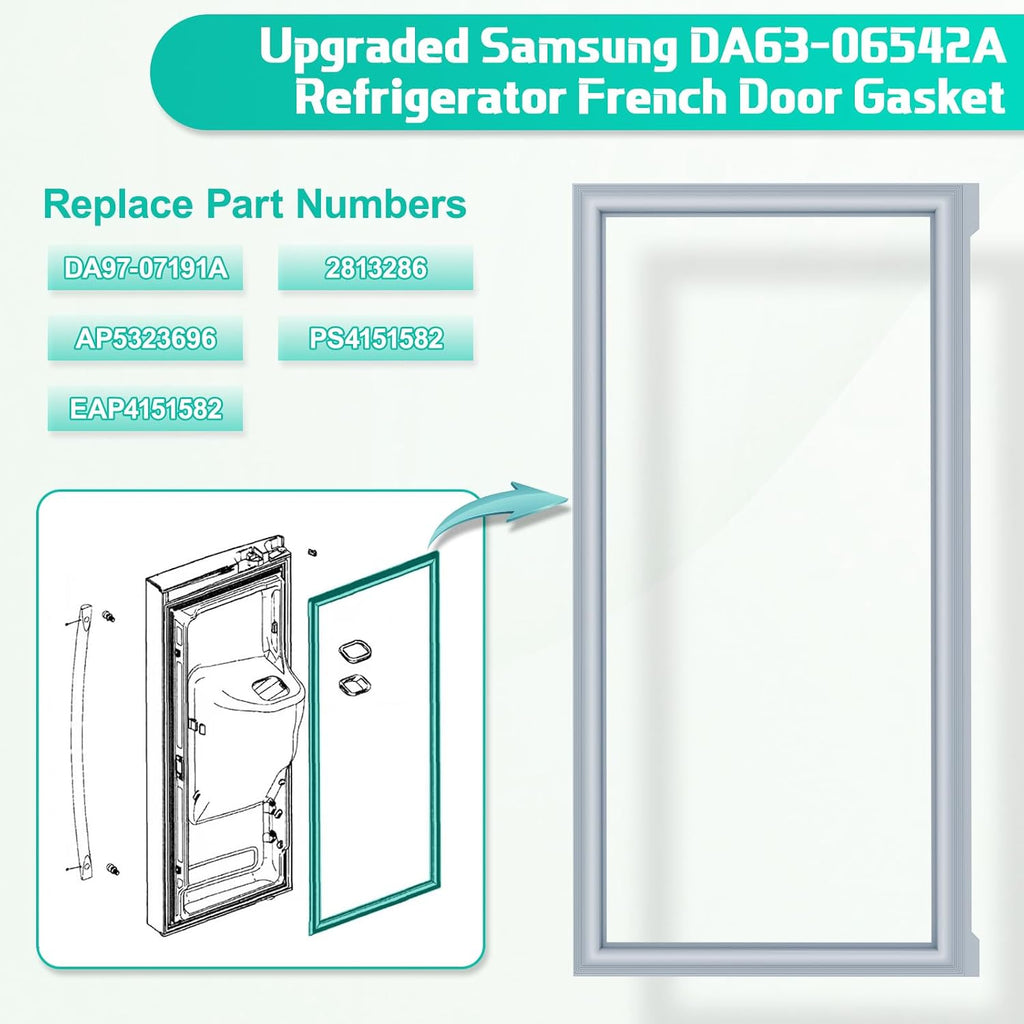 Upgraded DA63-06542A Refrigerator Door Gasket Compatible with Samsung Refrigerator Door Seal DA97-07191A AP5323696 Fridge Door Gasket Seal for Samsung RF263TEAESR RF260BEAESR RF263BEAESR RF265BEAESR