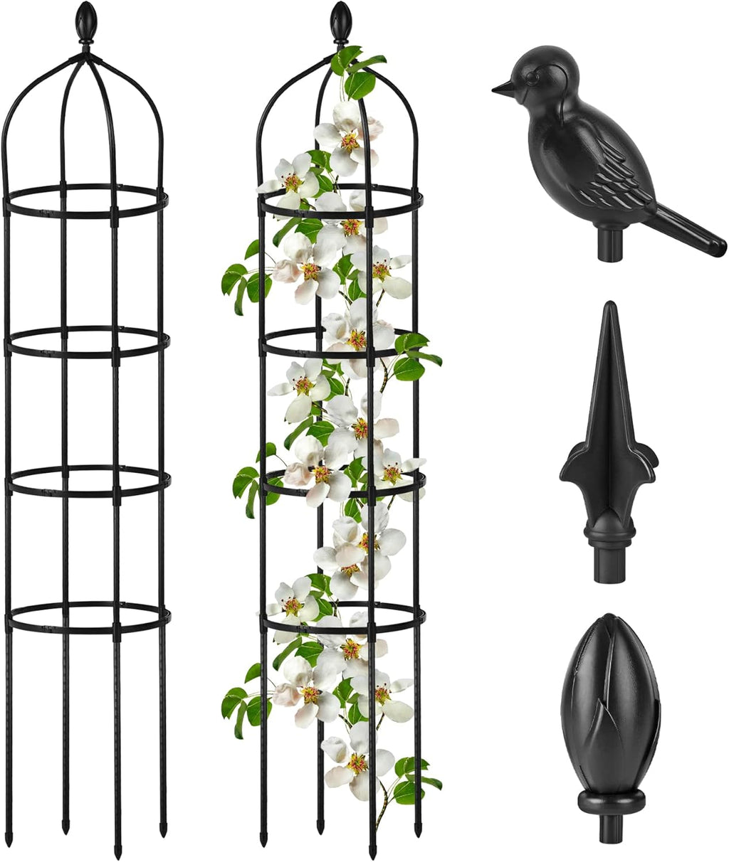Garden Obelisk Trellis for Climbing Plants Outdoor 6 Ft Rose Bush Round Trellis for Pots Rustproof Metal Pipe with