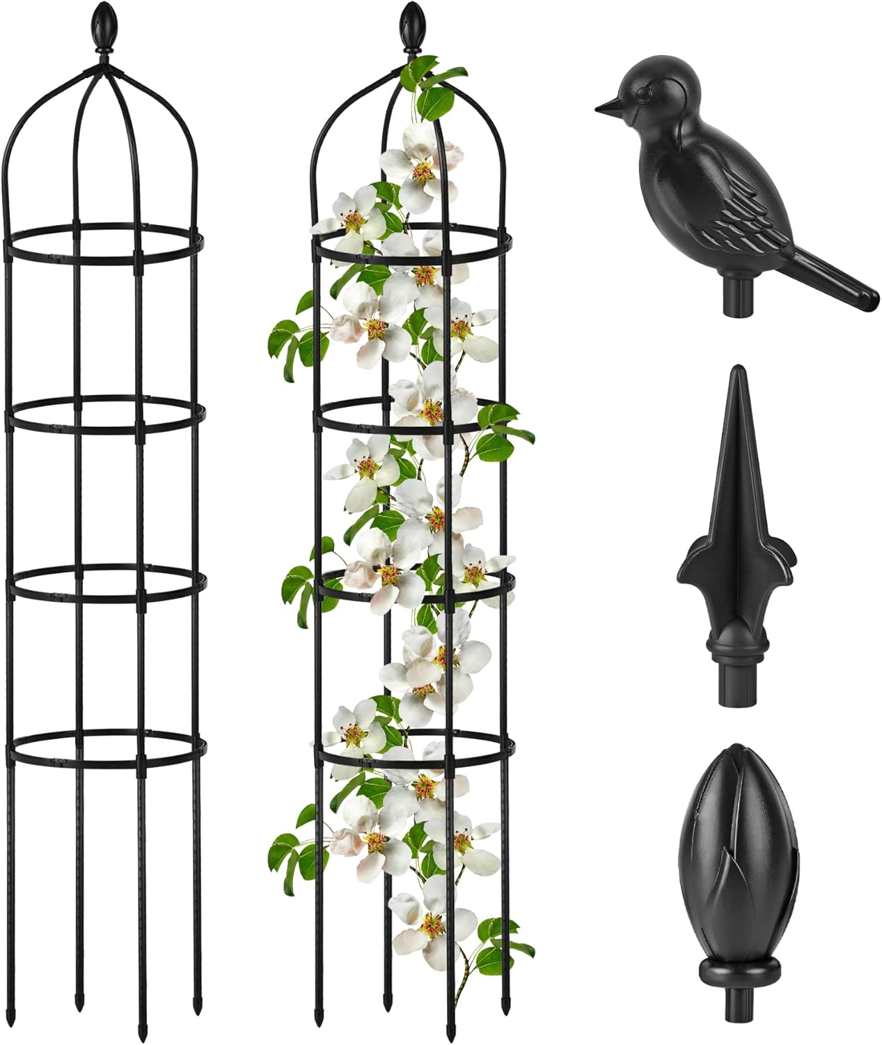 Garden Obelisk Trellis for Climbing Plants Outdoor 6 Ft Rose Bush Round Trellis for Pots Rustproof Metal Pipe with