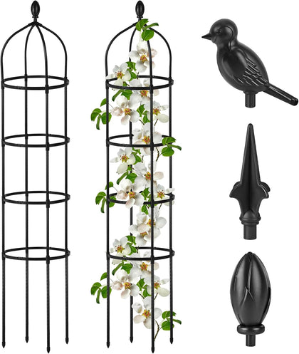 Garden Obelisk Trellis for Climbing Plants Outdoor 6 Ft Rose Bush Round Trellis for Pots Rustproof Metal Pipe with