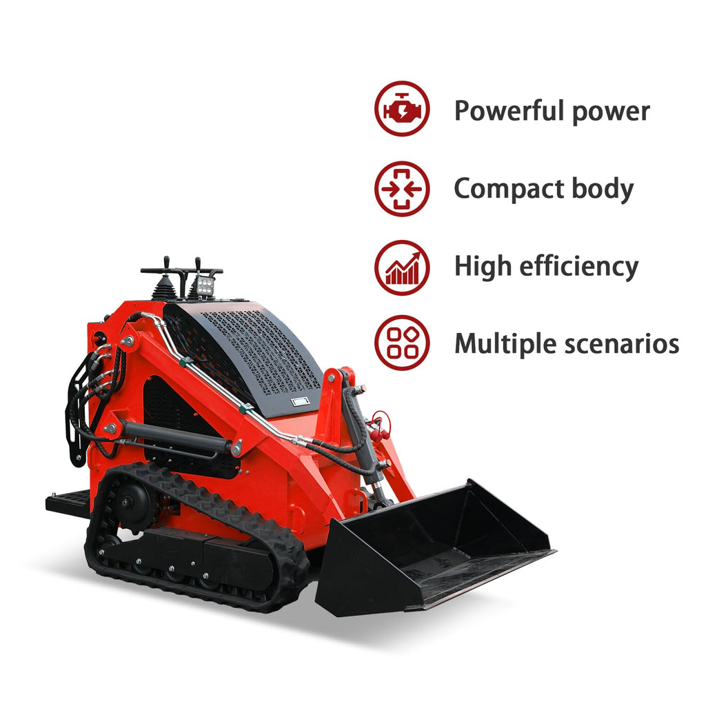 13.5HP B&S Gas Engine Mini Skid Steer Loader, Stand-On Compact Track Loader