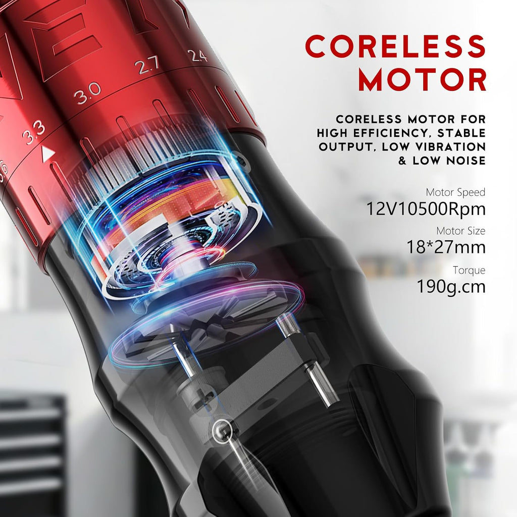 Bestia Adjustable Stroke Tattoo Machine Wireless Rotary Cartridge Tattoo Pen with Extra 2400mAh Battery Coreless