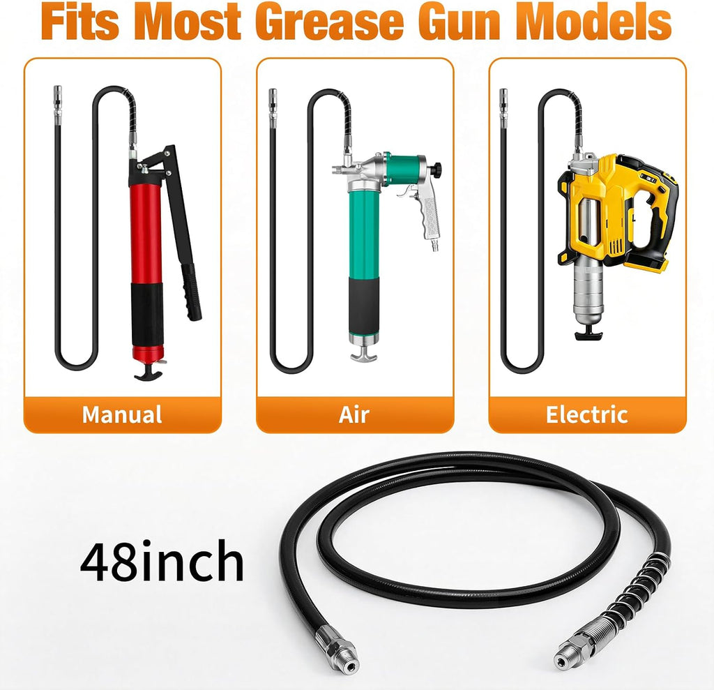 48inch Flexible Grease Gun Hose Coupler Replacement Tip for M18 M12