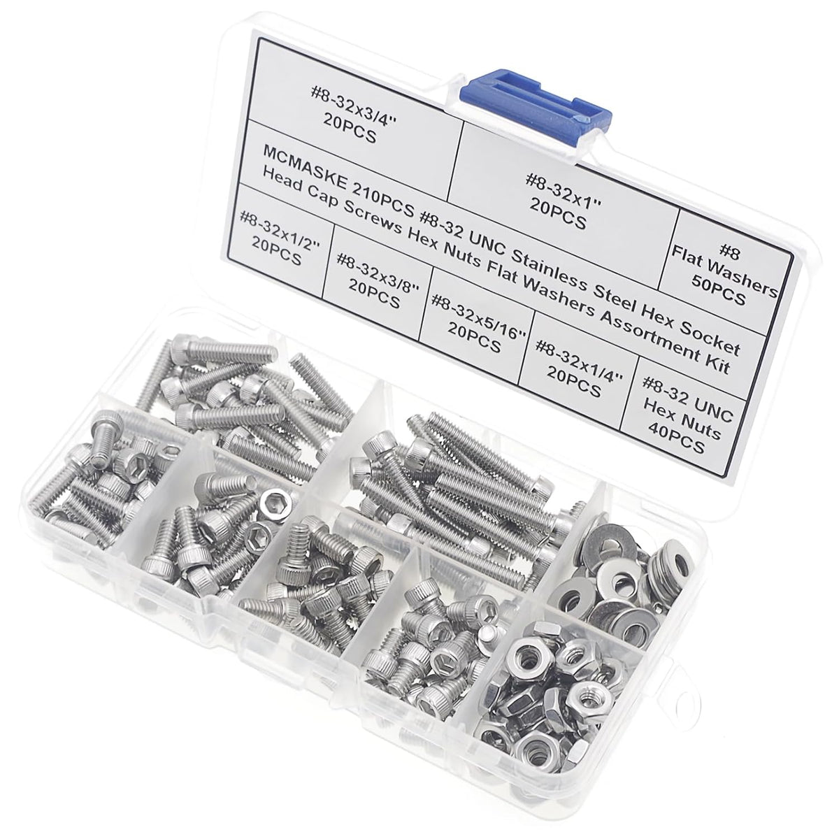 #8-32 UNC 304 SS Knurled Socket Head Cap Screws Nuts & Washers Kit
