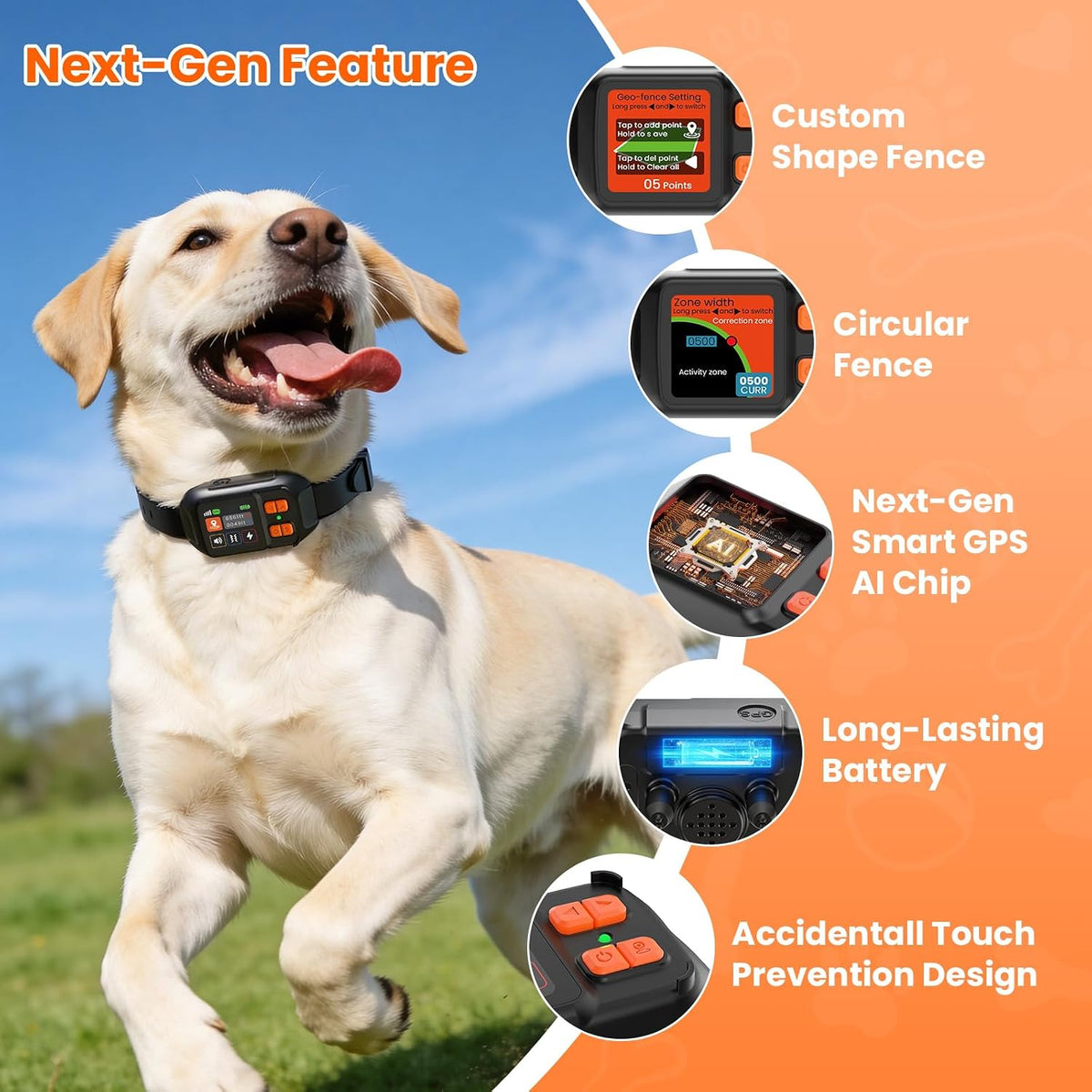 GPS Wireless Dog Fence System, Custom Boundary, No Subscription Required