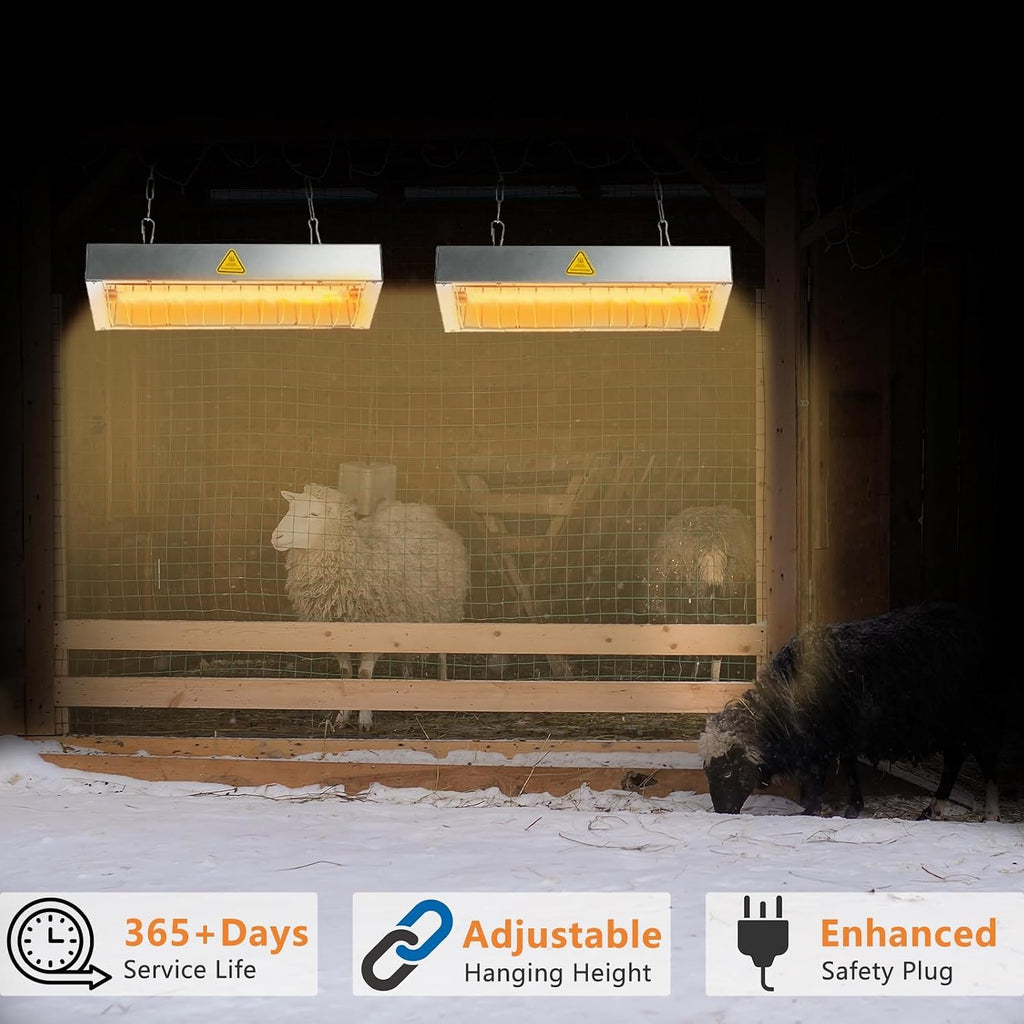 Chicken Coop Heater for Winter, Heat Lamp for Chickens 600W, Chicken Heater for Coop with 2 Heating Settings