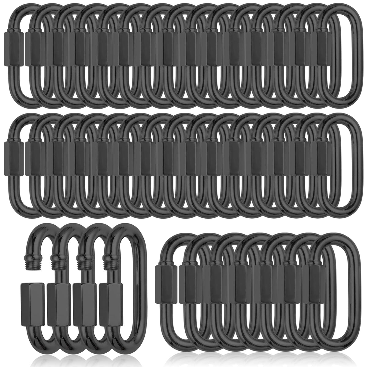 50Pcs Quick Links 1/4” Chain Link Connectors Heavy Duty Carabiner Clips