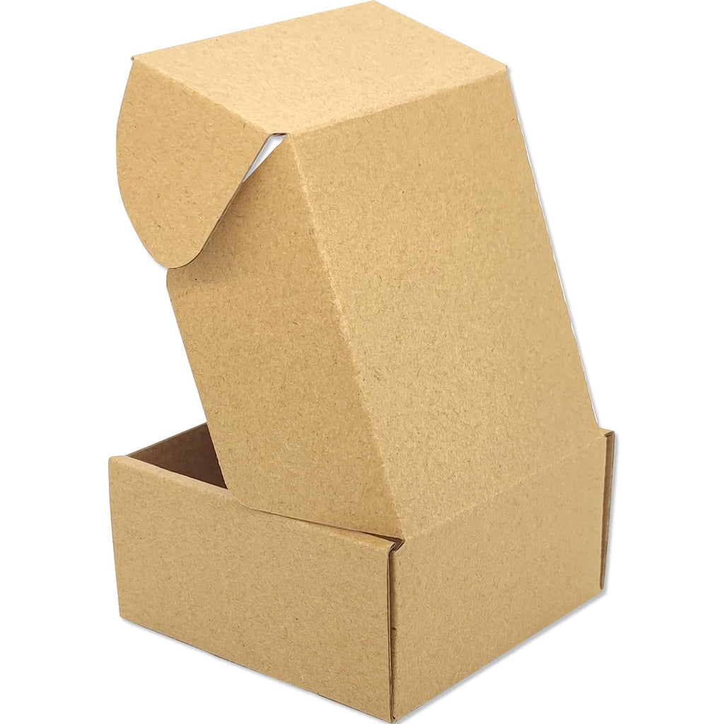 4x4x2 Shipping Boxes Set of 25, Brown Mailer Corrugated Cardboard Box