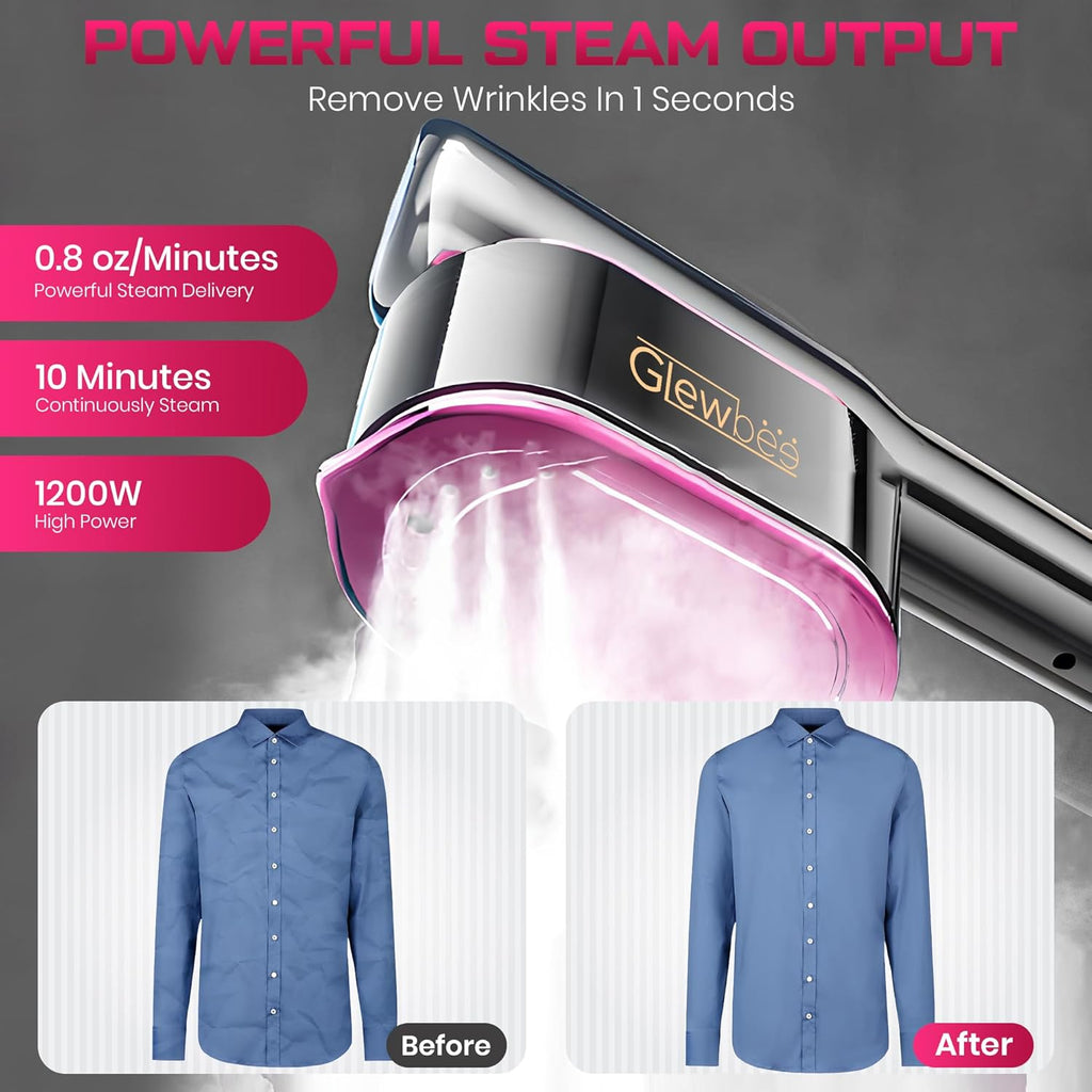 Travel Steamer for Clothes, 110-120V Portable Steamer & Iron 2 in 1 | Handheld Garment Steamer, 10s Fast Heatup, 5