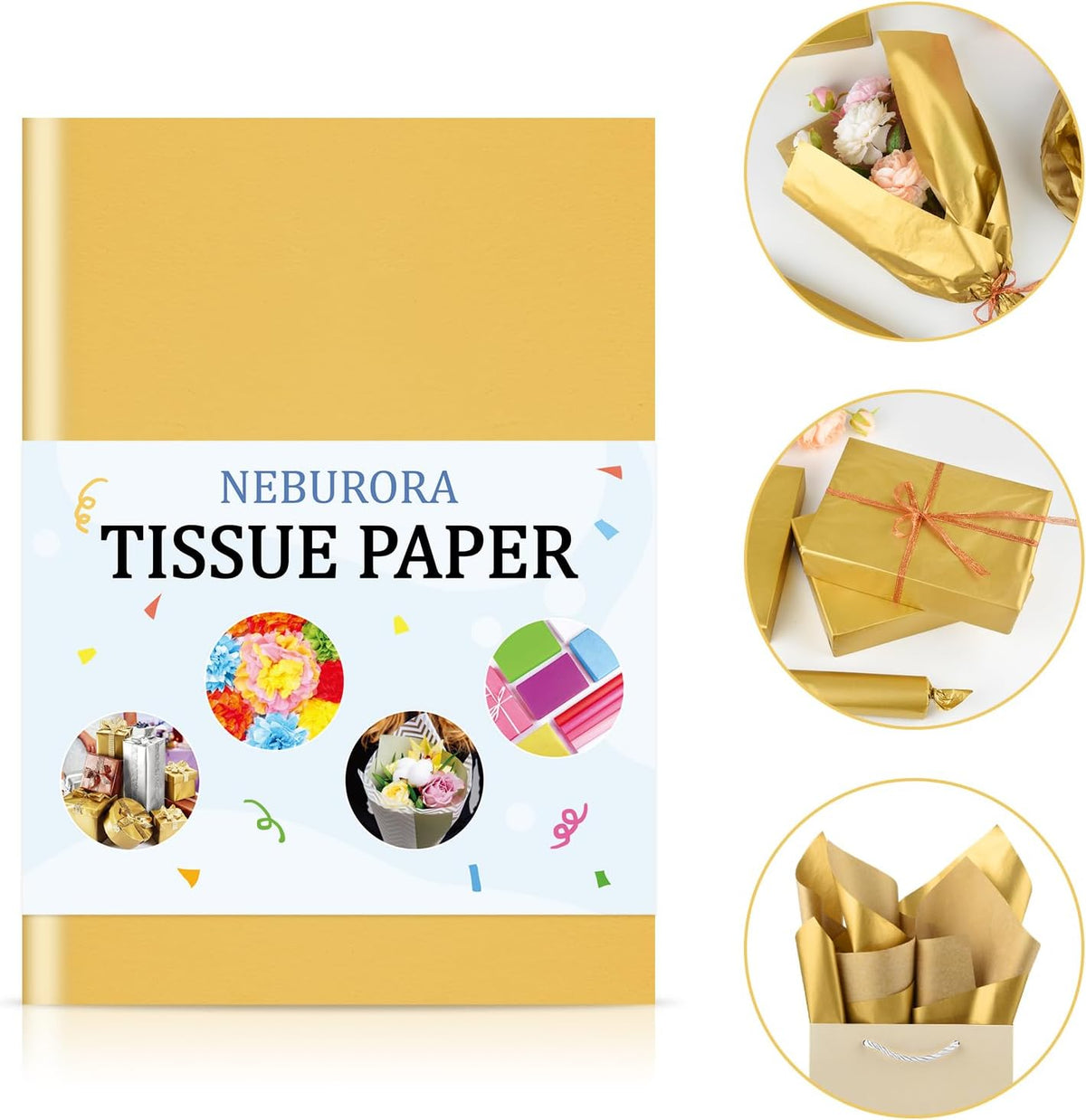 120 Sheets Gold Tissue Paper Gift Wrapping Paper Bulk