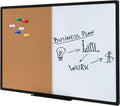36 x 24 Inch Cork & Dry Erase Combo Board - Magnetic Whiteboard & Bulletin Board Combination - Hanging or