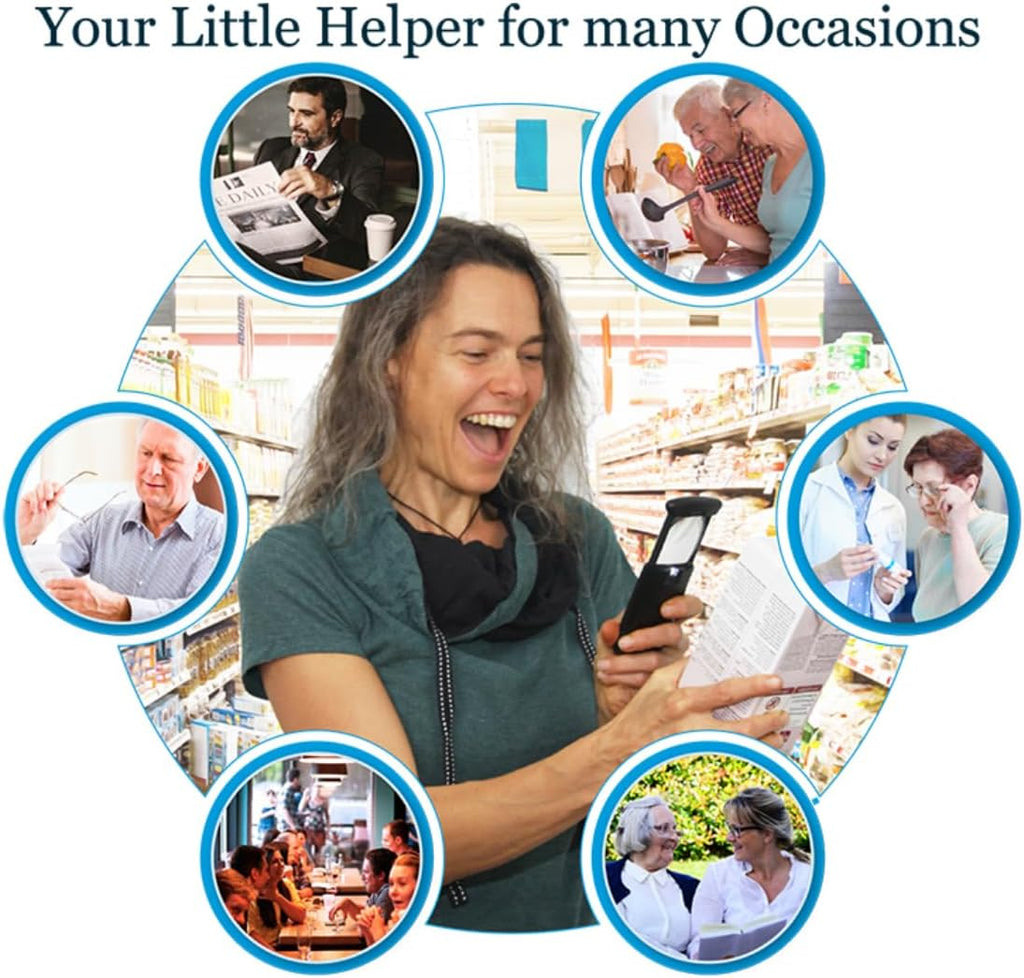 Small Pocket Magnifying Glass 300% with LED Light for Reading; Lighted Hand Held Coin Loupe; Mini Magnify Lens; Gifts