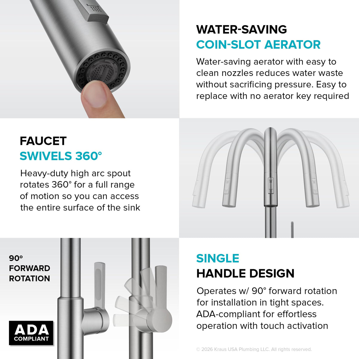 Oletto Touch Kitchen Faucet w/Pull Down Sprayer, Spot-Free Stainless