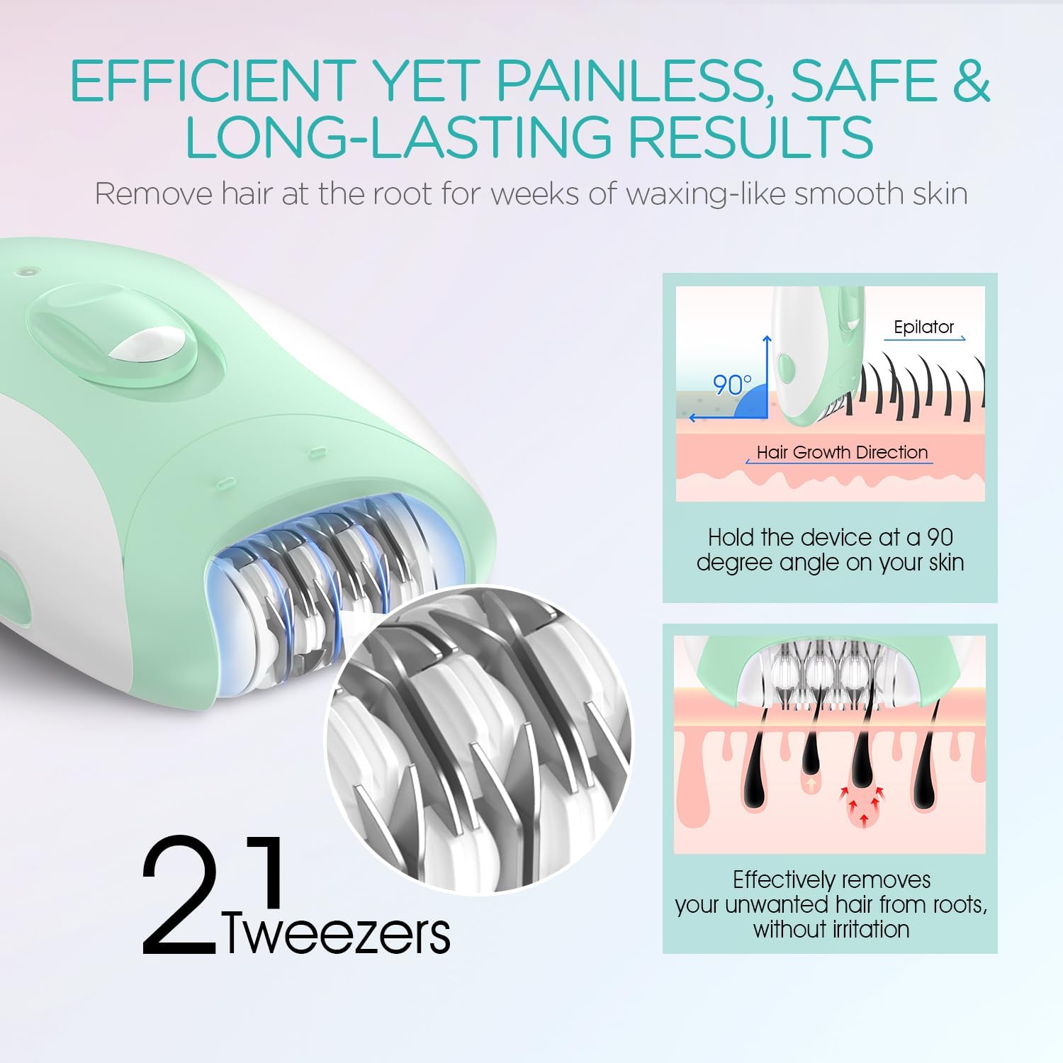 Epilator for Women-Cordless Epilators Hair Removal for Body HR310 | 4-in-1 Electric Razor Hair Remover, 21 Tweezers