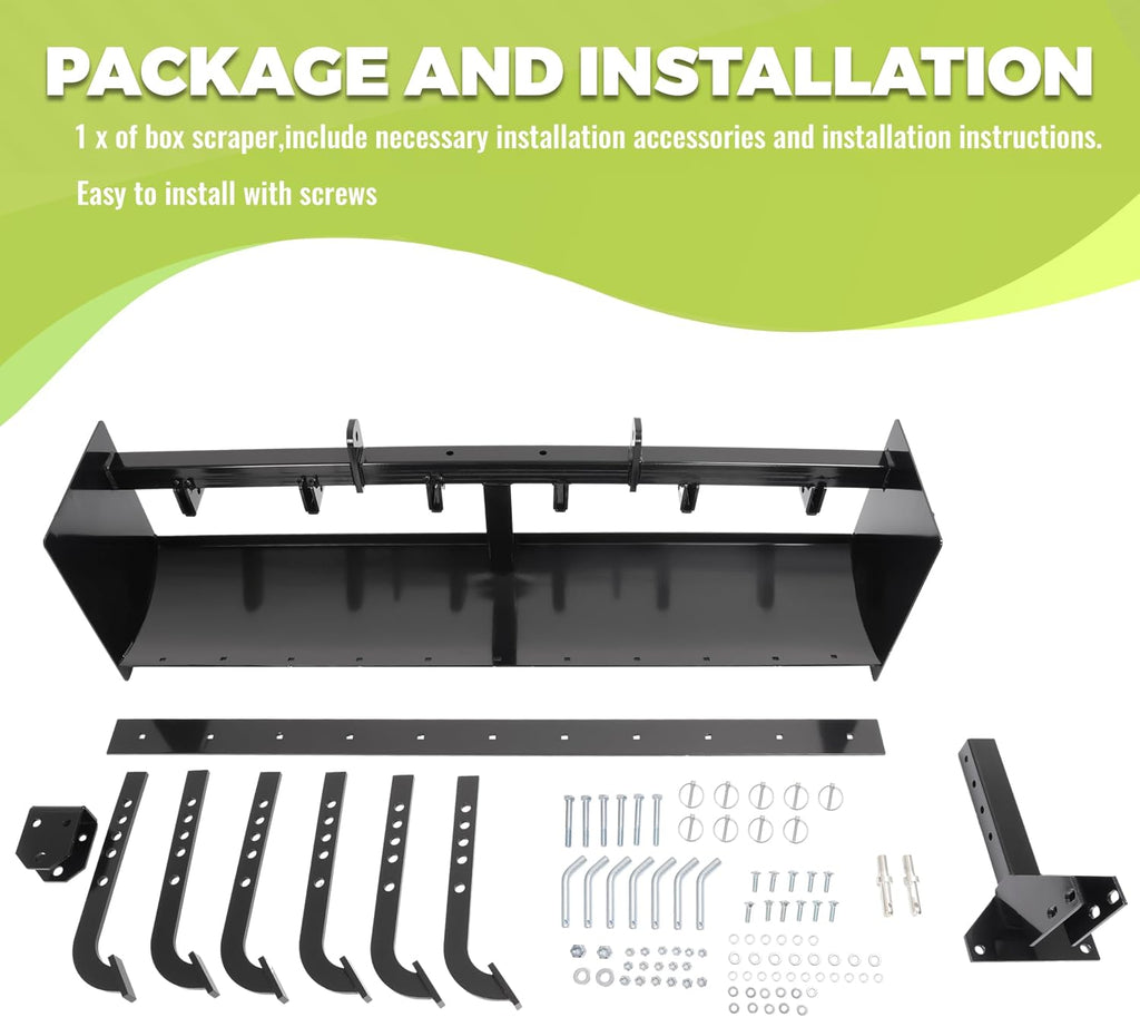 55" 3-Point Box Scraper Compatible with CAT-0 Garden Lawn Mower Tractor Box Blade