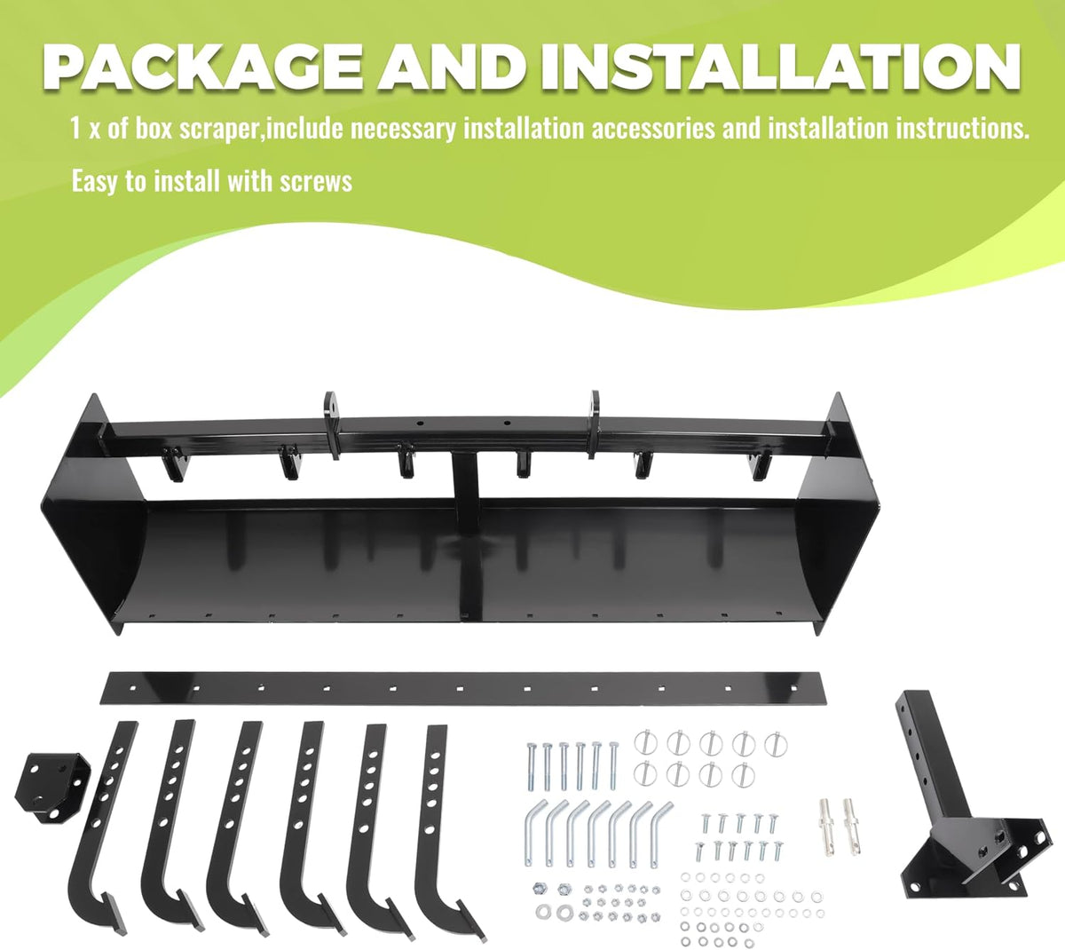 55" 3-Point Box Scraper Compatible with CAT-0 Garden Lawn Mower Tractor Box Blade