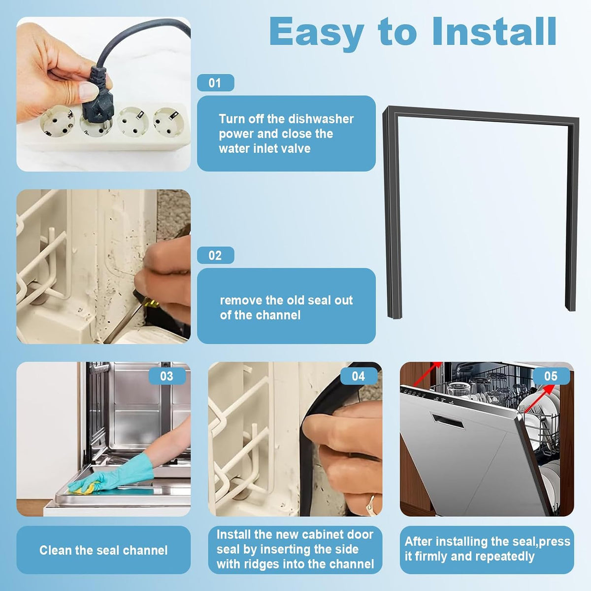 W10864081 Dishwasher Tub Gasket Door Seal Replacement