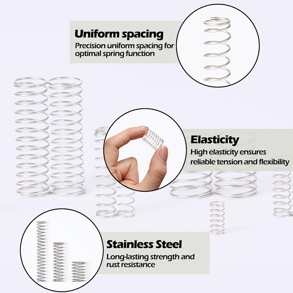 185 Pcs Compression Springs Assortment Kit, 13 Different Sizes, Stainless Steel Springs, Mechanical Springs