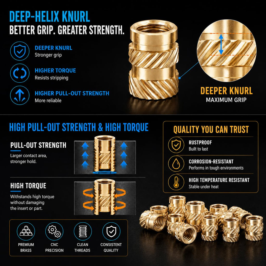 50Pcs Brass Threaded Inserts Kit M5x10x7 Heat Set for 3D Printing