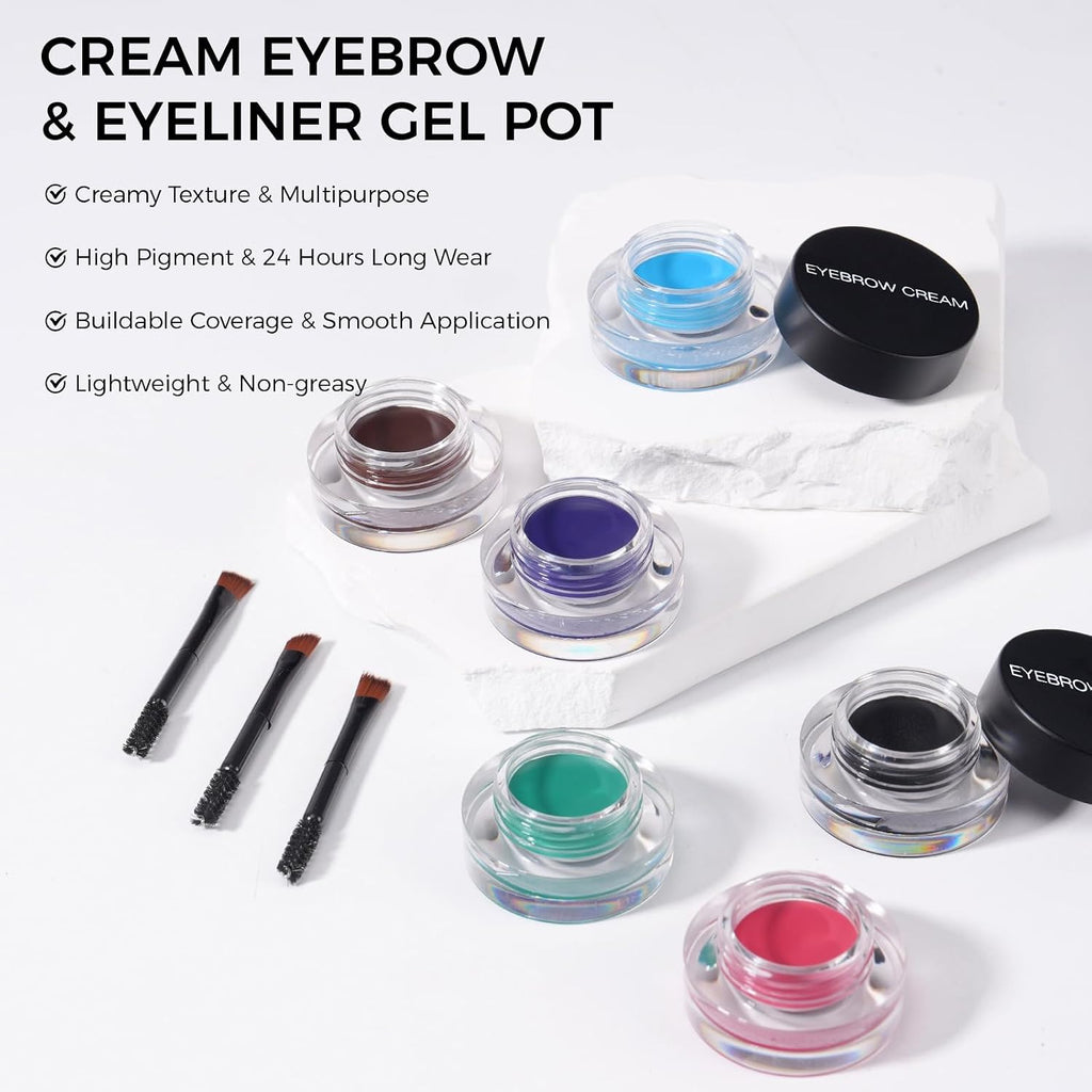 Eyebrow Pomade with Eyebrow Brush,Waterproof & Long Lasting (04# Black)