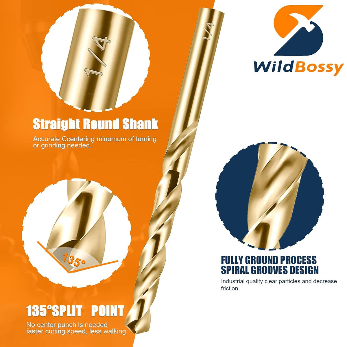 M35 Cobalt Drill Bit Set, 13-Piece, 1/16-1/4 Inch for Metal