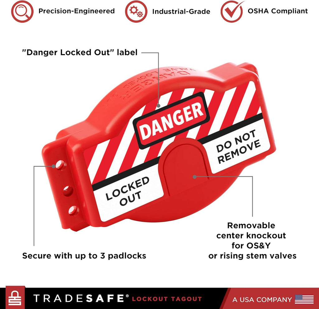 TRADESAFE Adjustable Gate Valve Lockout, 1 to 6-1/2 inch Diameter Handles