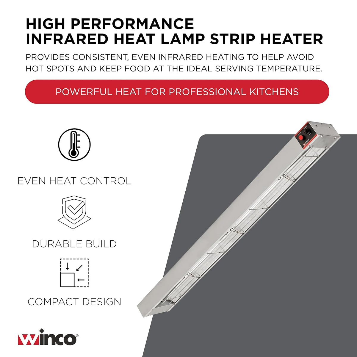 48" Food Heat Lamp Strip Heater with Undermount Brackets