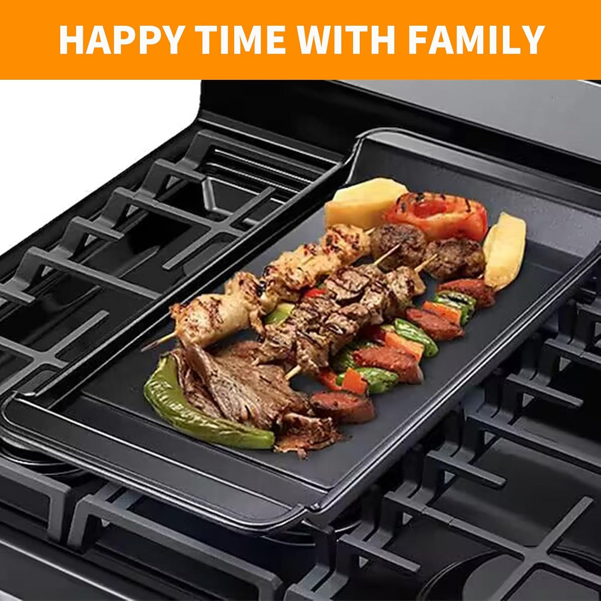 Upgraded DG61-00563A Griddle Replacement for Samsung Gas Stove Top Cast Iron Griddle Plate Samsung Middle Range Cooktop Oven Parts NX58H5600SS NX58H9500WS Center Burner Griddle Pan