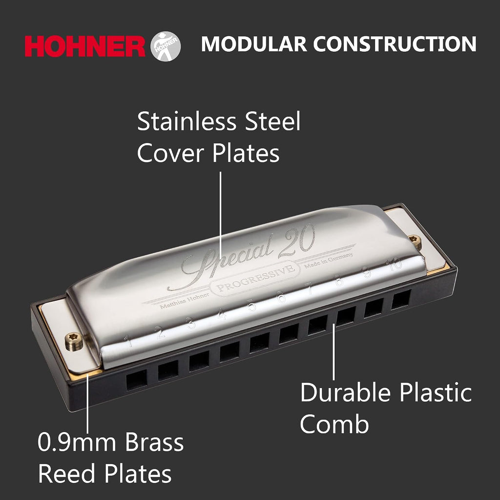 Special 20 Harmonica - Key of C Bundle with Zip Case, Instructional Manual, and Austin Bazaar Polishing Cloth