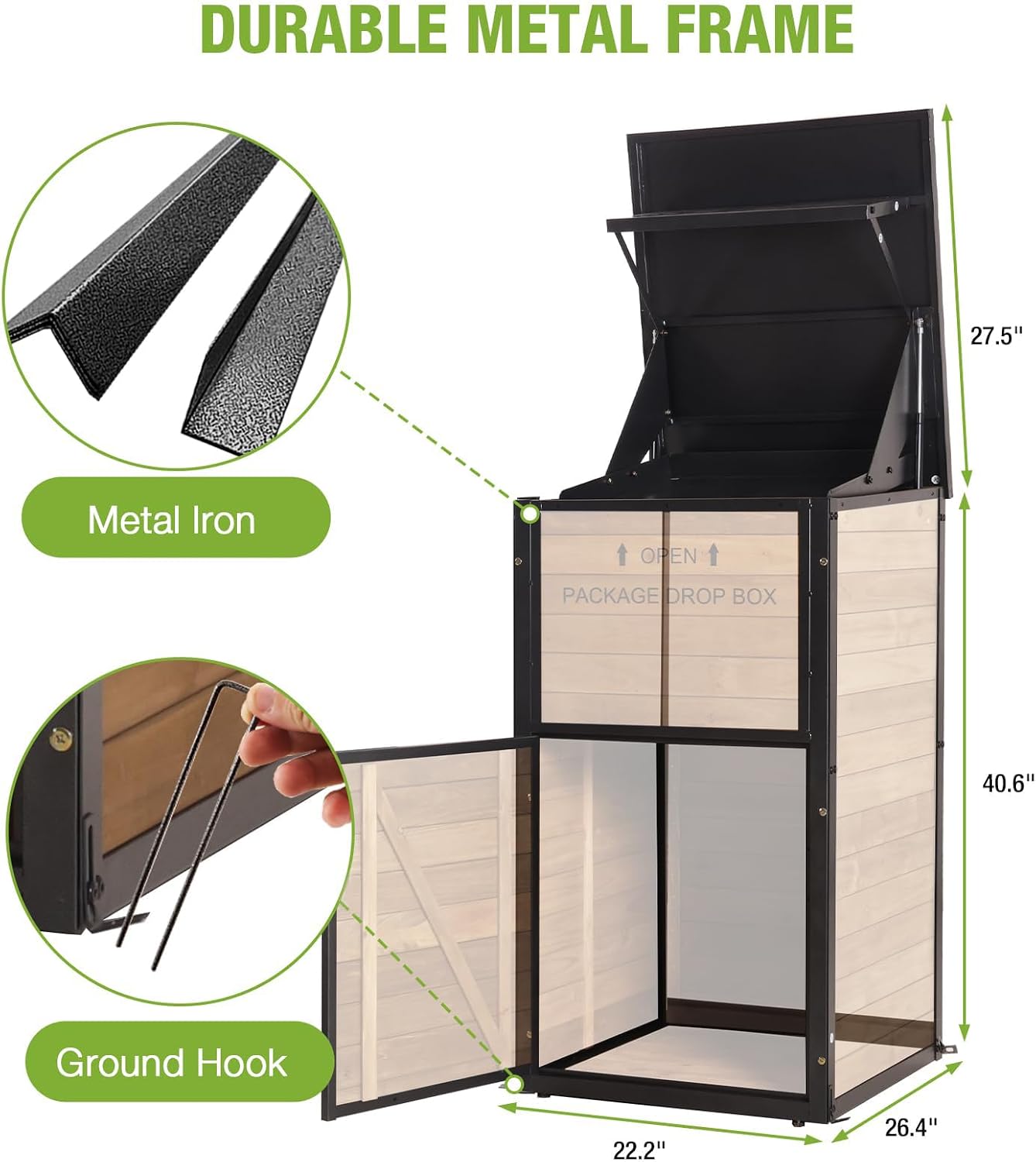 Package Delivery Boxes for Outside, Metal Frame Large Parcel Drop Box with Combination Lockable, Secure Anti Theft