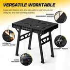 Portable Workbench, Folding Worktable, 1650lbs Capacity, Black