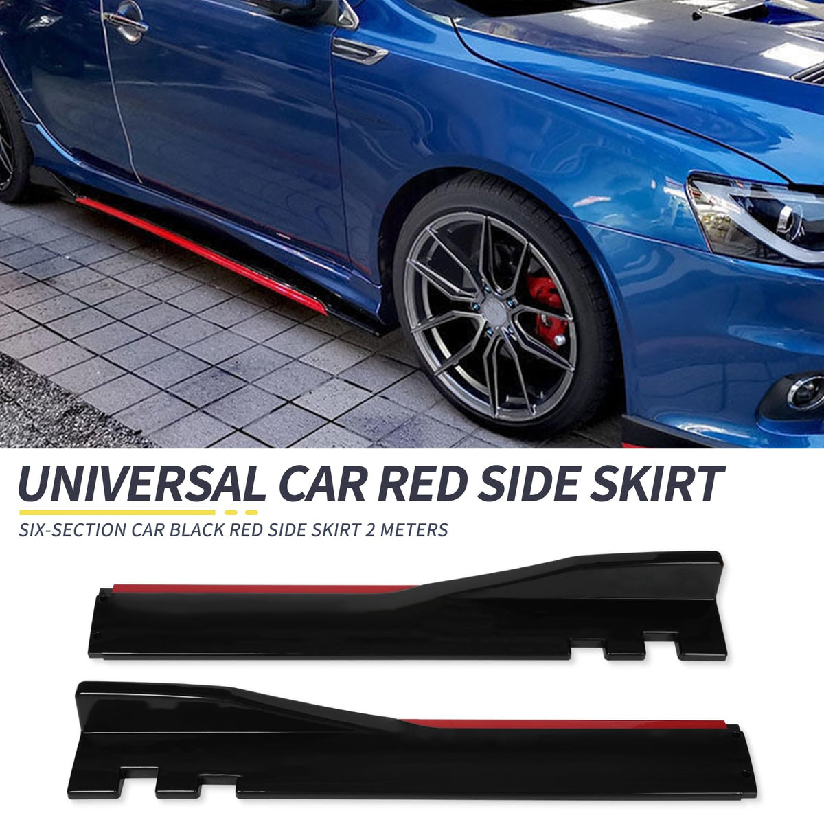2PCS Universal Car Side Skirts, 86.6" Side Skirts Splitter Lip
