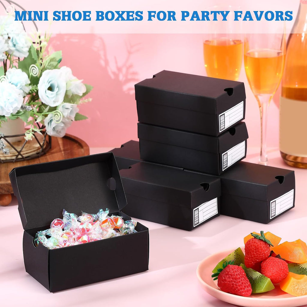 12 Set Mini Sneaker Shoe Gift Boxes, Black, 6.1 x 3.9 x 2.5