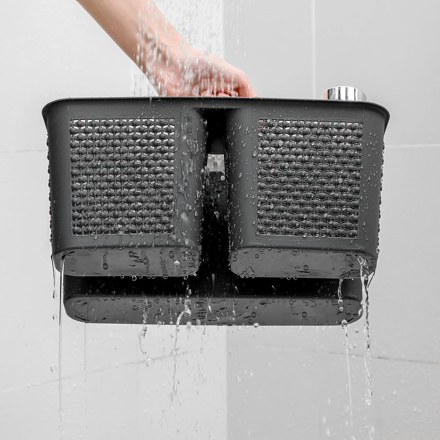 Plastic Portable Shower Caddy Bucket, Cleaning Shower Basket with Handle Compartments Storage Organizer for Bathroom