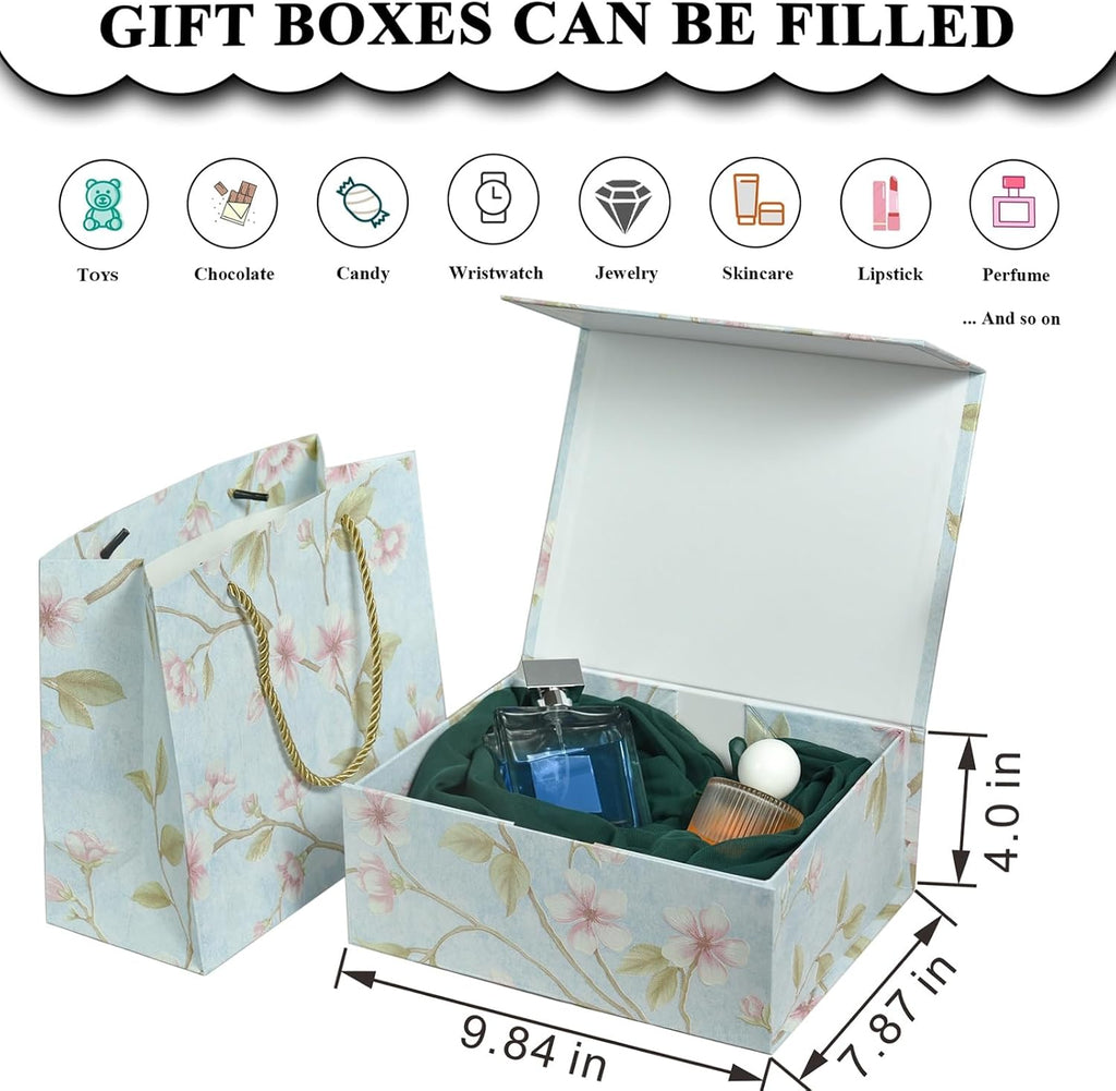 Gift Box with Lid for present 3D Embossed Pattern Magnetic Closure,folding