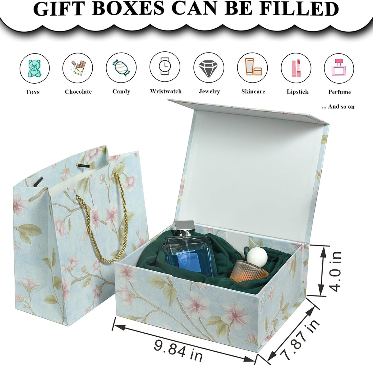 Gift Box with Lid for present 3D Embossed Pattern Magnetic Closure,folding