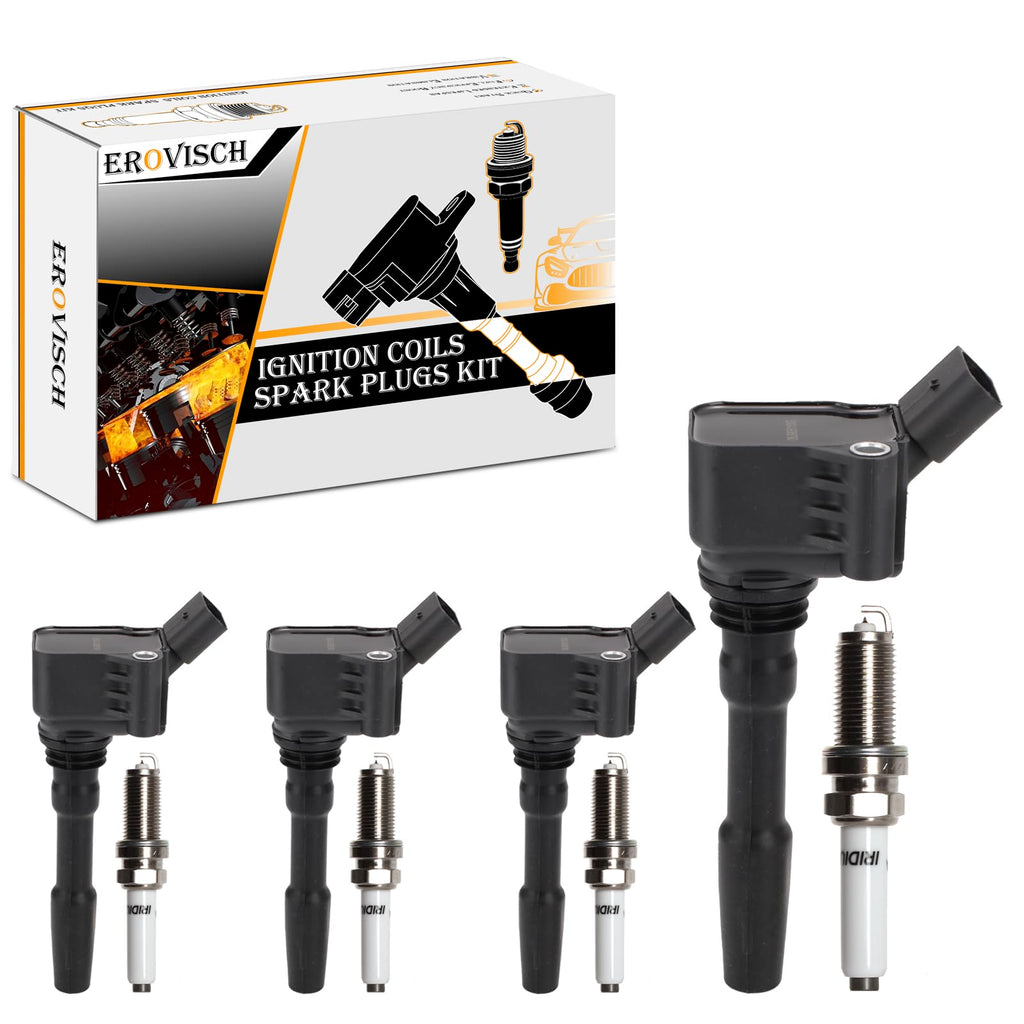 Ignition Coil & Spark Plug Pack 4 Compatible with Audi Volkswagen