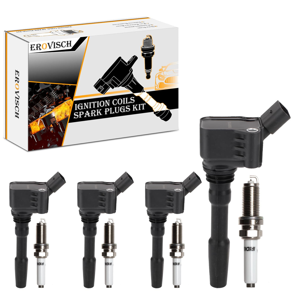 Ignition Coil & Spark Plug Pack 4 Compatible with Audi Volkswagen