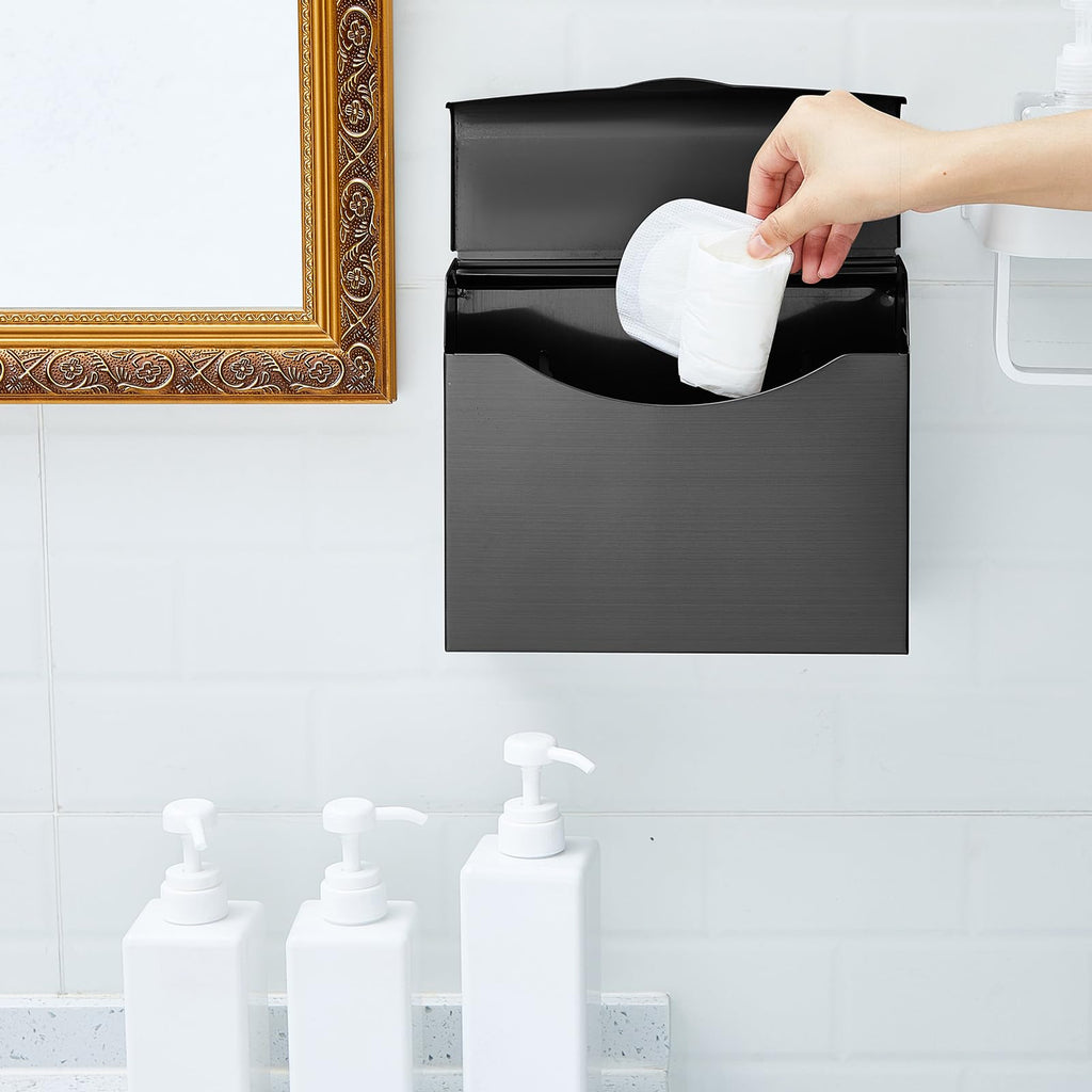 8 Pcs Sanitary Napkin Disposal Receptacle Wall Mount, Black