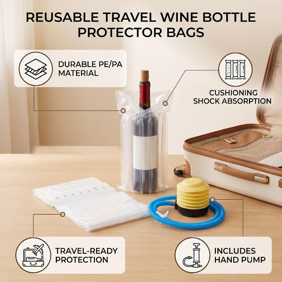 Wine Bottle Protector Reusable Air Column Cushion Bags