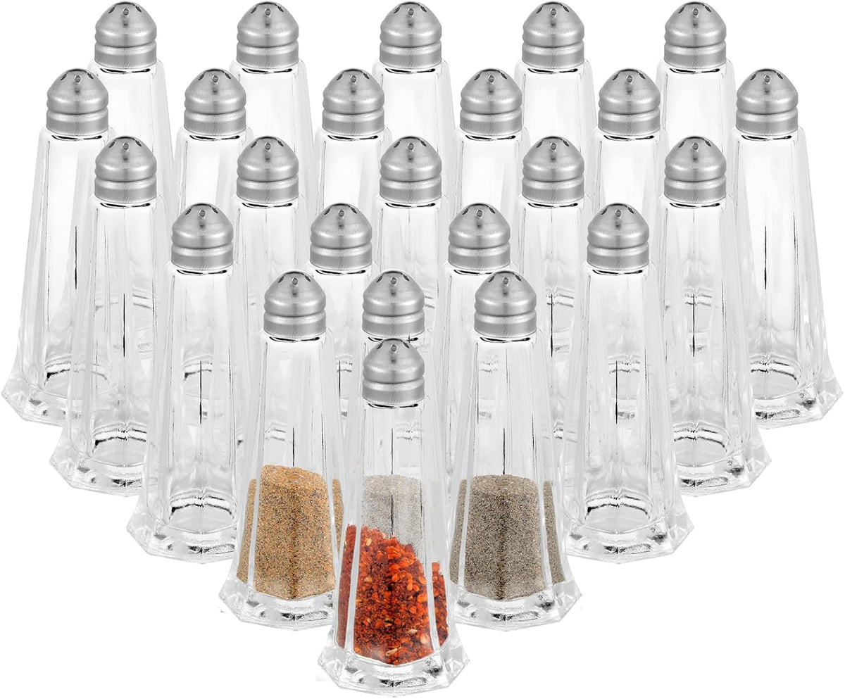 24 Pcs Salt and Pepper Shakers Tower Glass for Restaurant Weeding