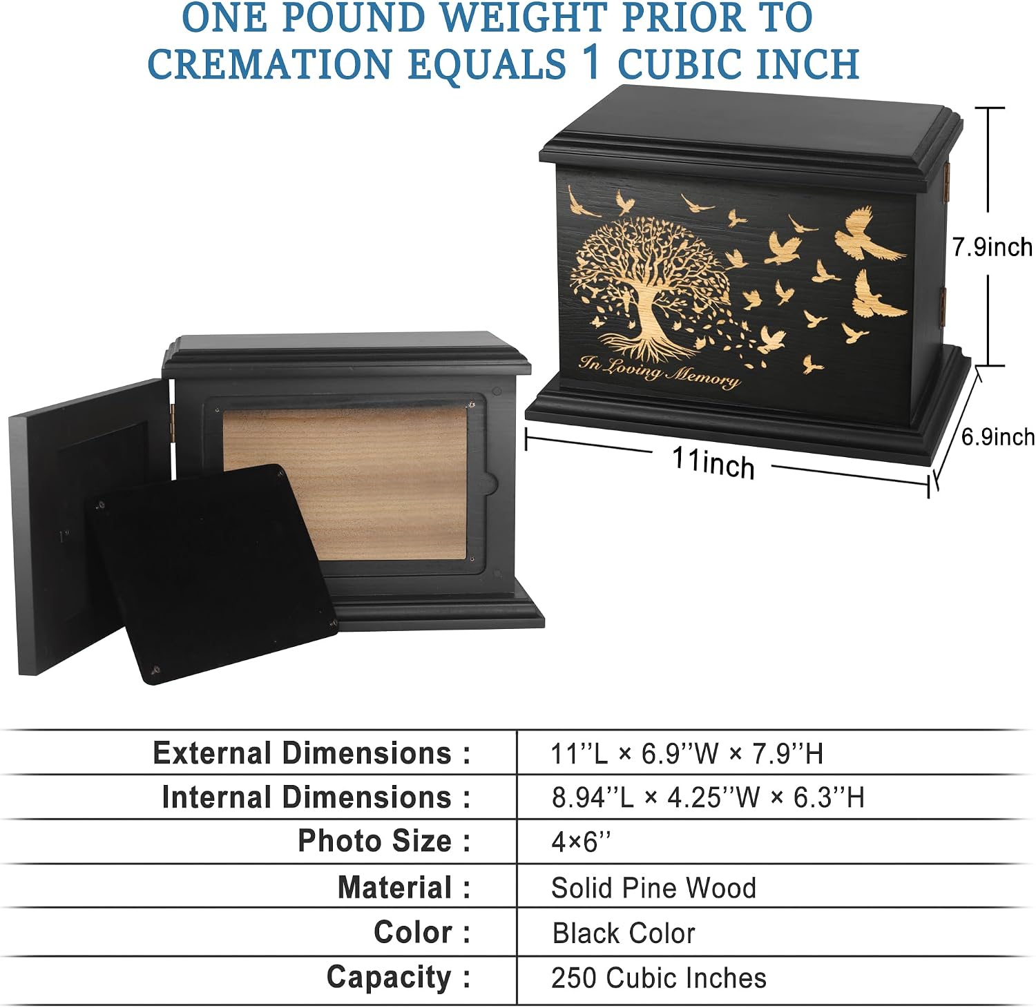 Cremation Urns for Human Ashes Male Female with Photo Frame