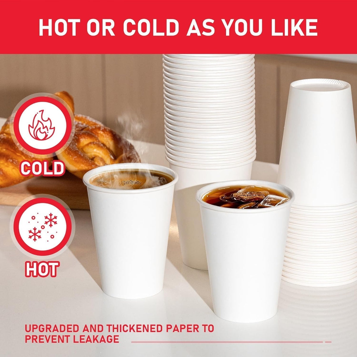 12 oz 300 Pack Paper Coffee Cups, Hot Paper Cups